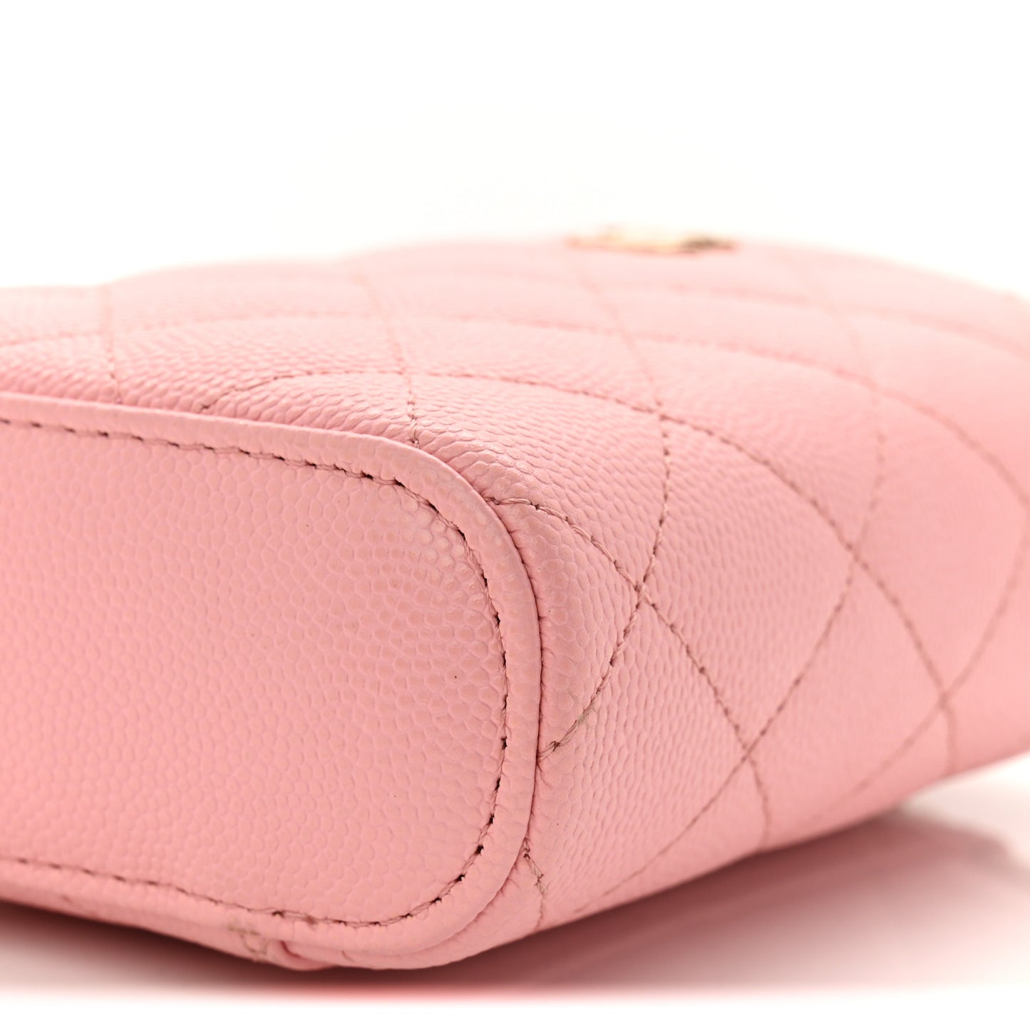 Caviar Quilted Small Vertical Coco Beauty Vanity Case With Chain Light Pink