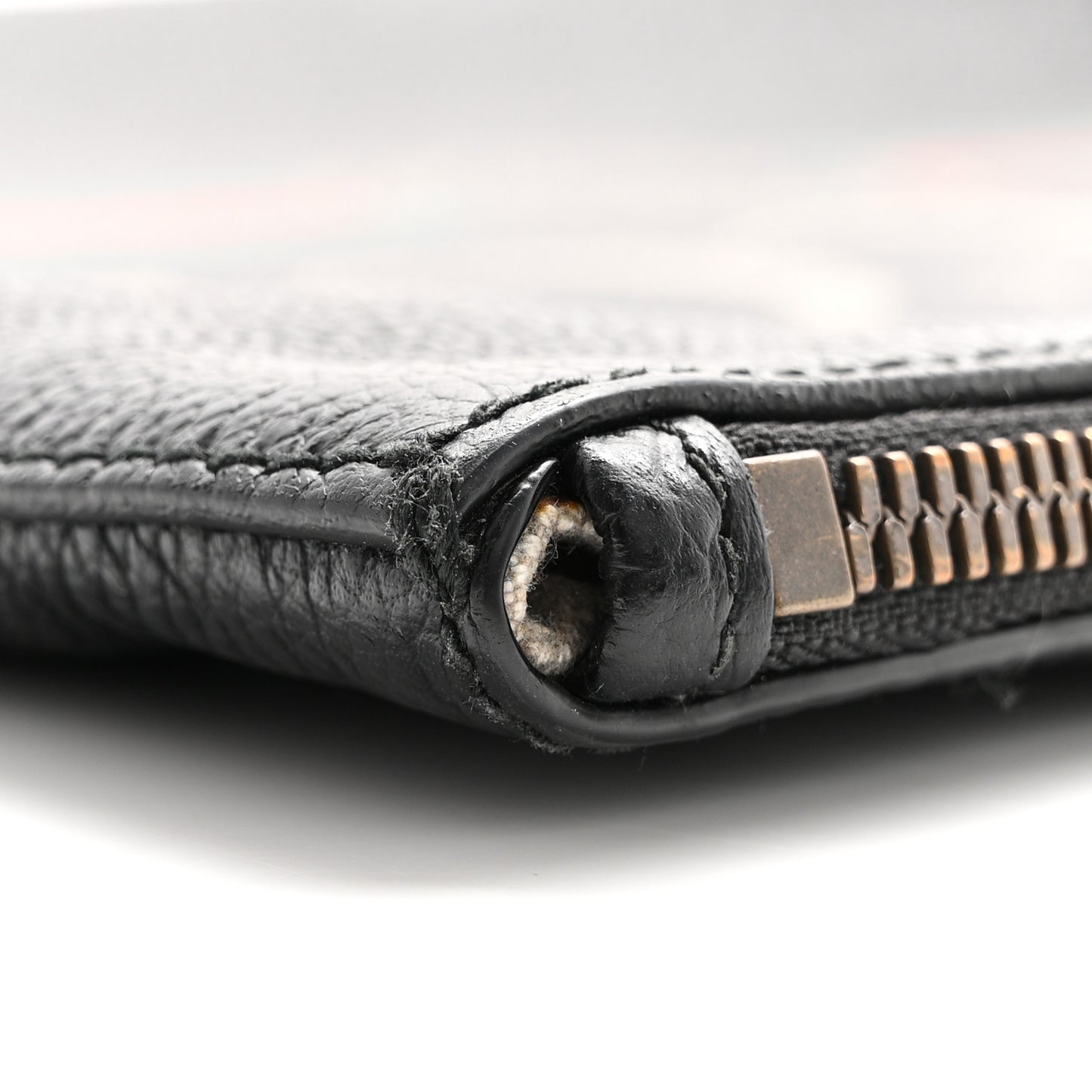 Pebbled Calfskin Logo Wristlet Black