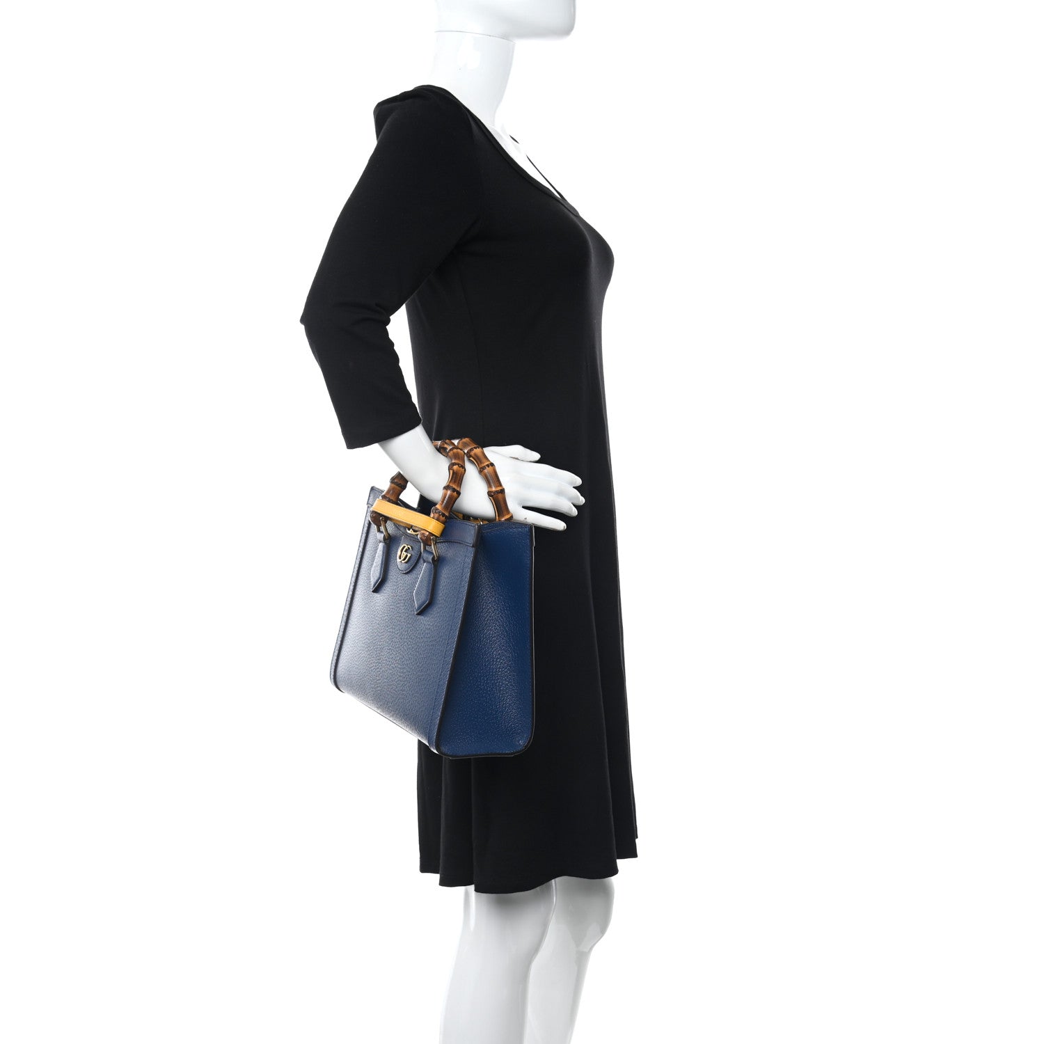 Gucci Textured Dollar Calfskin Web Small Diana Tote Bag Royal Crop 2 of 9