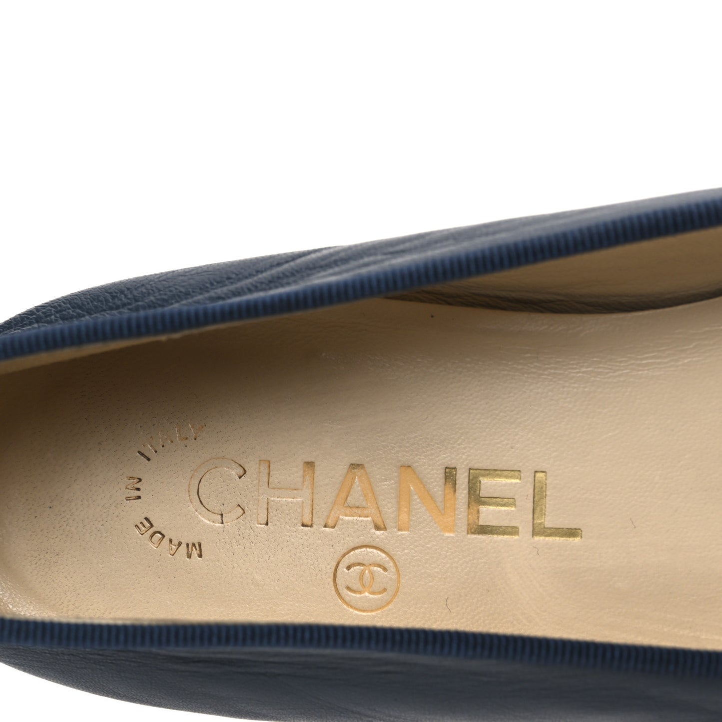 Lambskin CC Cap Toe Ballerina Flats 39 Blue