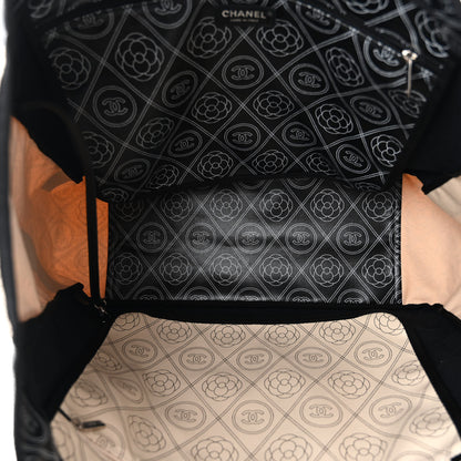 Chanel Coated Canvas Camellia Large Shopping Tote Black Beige 5 of 10