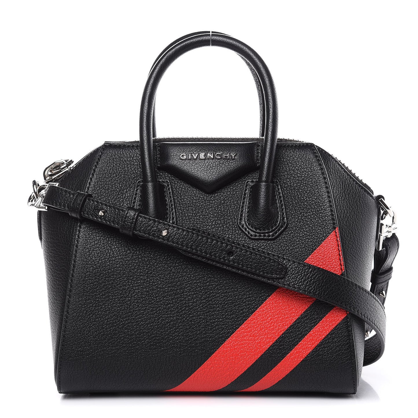 Sugar Goatskin Striped Mini Antigona Black