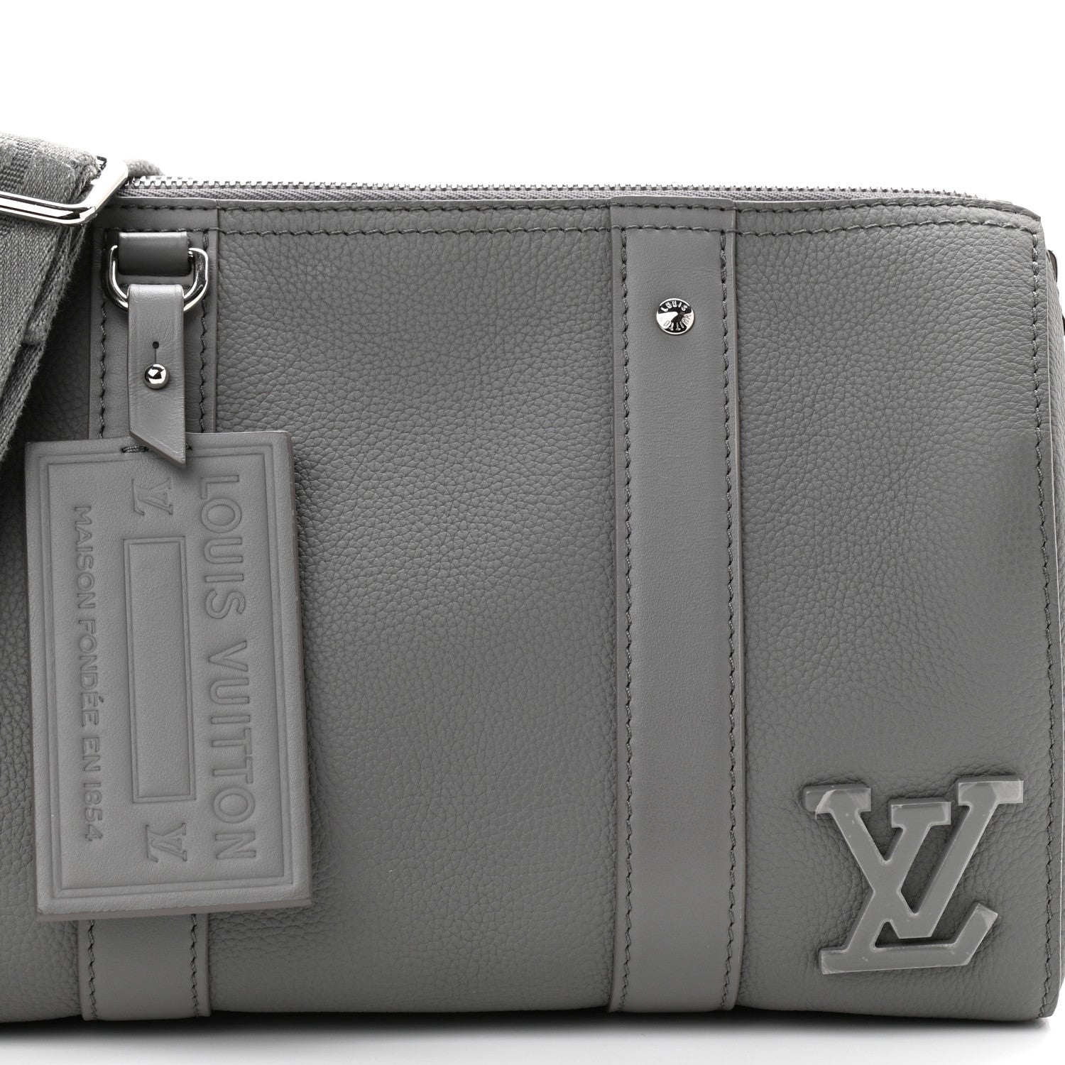 Louis Vuitton Grained Calfskin Aerogram City Keepall Gris 7 of 9