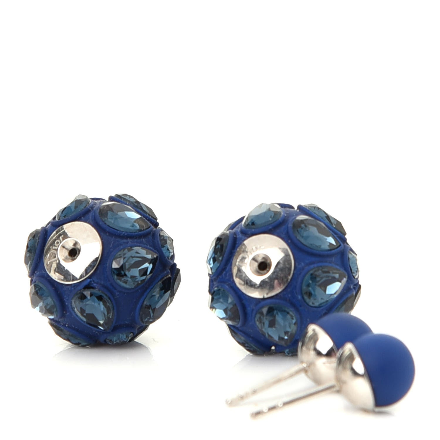 Christian Dior Crystal Mise En Dior Tribal Earrings Matte Navy Blue 3 of 4