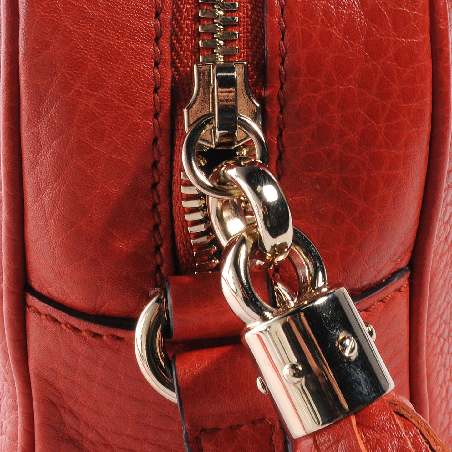 Pebbled Calfskin Small Soho Disco Bag Sun Orange
