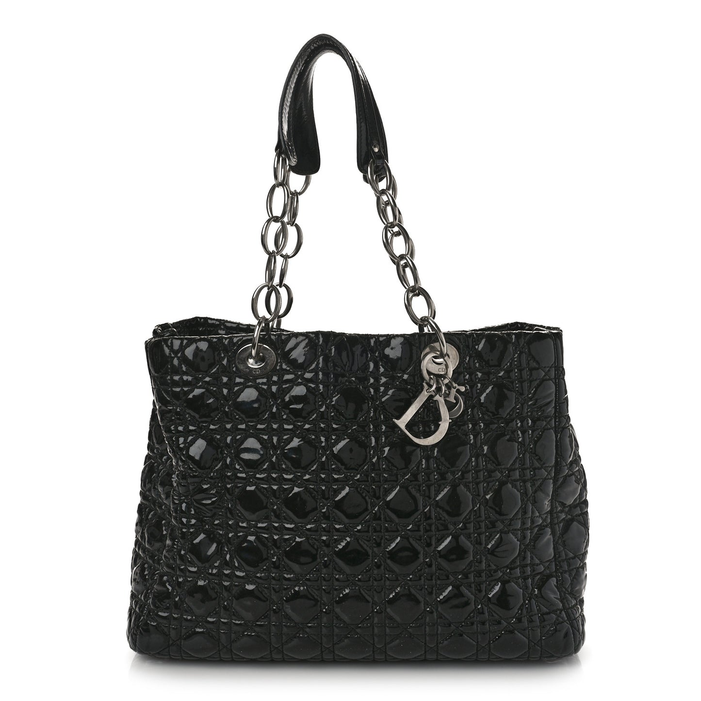 Patent Cannage Dior Soft Shopping Tote Black