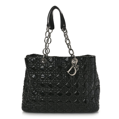 Christian Dior Patent Cannage Dior Soft Shopping Tote Black 1 of 13