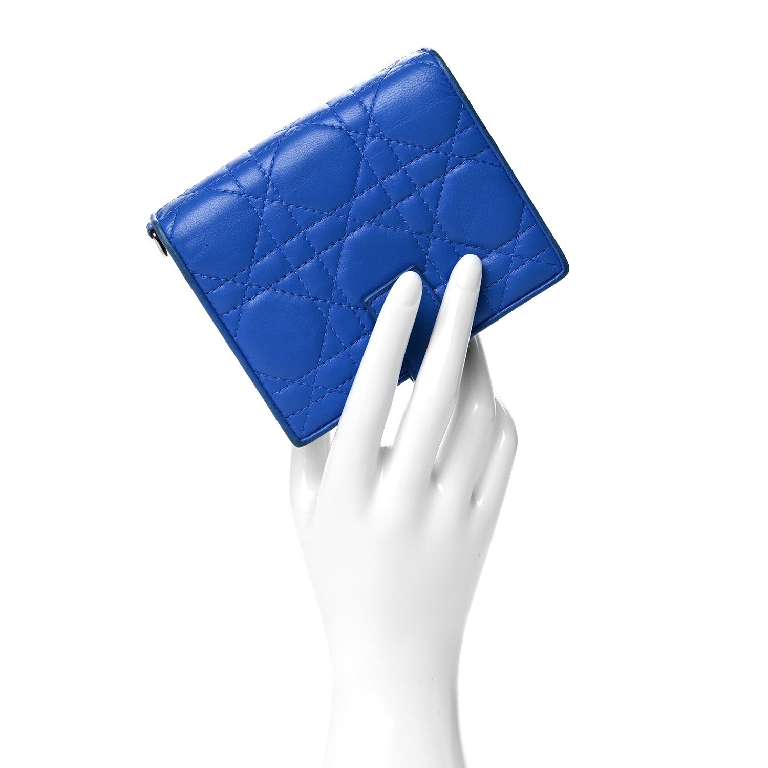 Christian Dior Lambskin Cannage Lady Dior Eden Wallet Blue 2 of 14