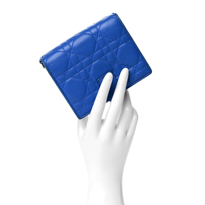 Christian Dior Lambskin Cannage Lady Dior Eden Wallet Blue 2 of 14