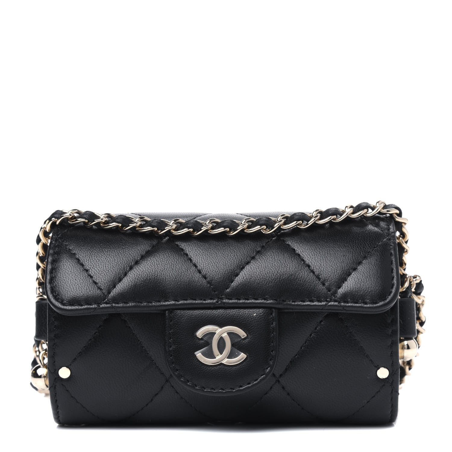 Chanel Lambskin Quilted Box Of Secrets Card Holder With Chain Black 1 of 4