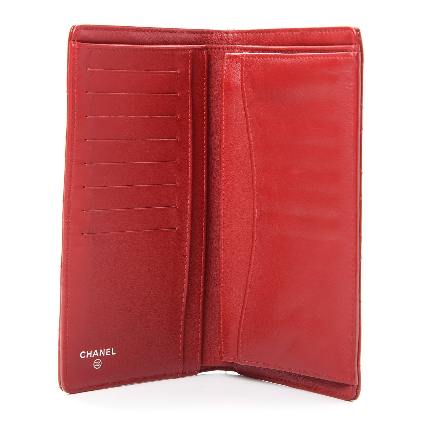 Patent Calfskin Quilted Yen Wallet Red