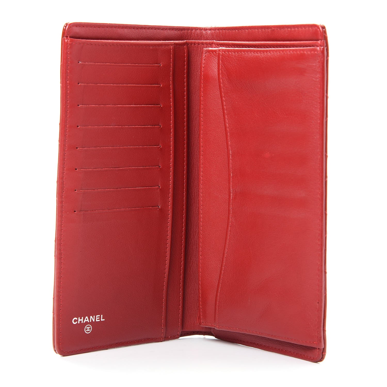 Chanel Patent Calfskin Quilted Yen Wallet Red 5 of 9