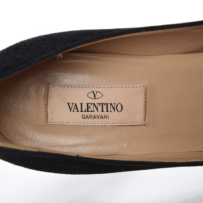 Valentino Garavani Suede Rockstud Cap Toe Platform Pumps 38 Black Gold 10 of 12