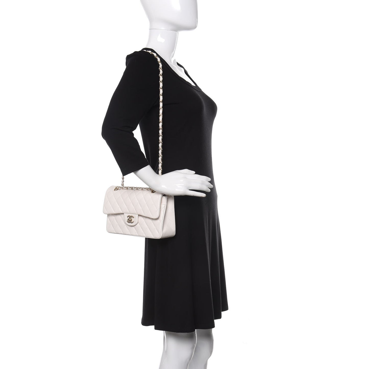 Caviar Quilted Small Double Flap White