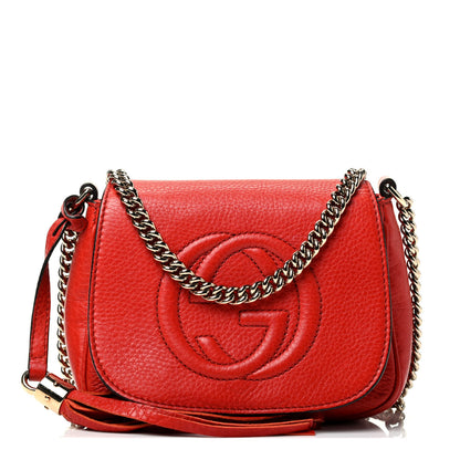 Gucci Pebbled Calfskin Small Soho Flap Crossbody Red 1 of 4