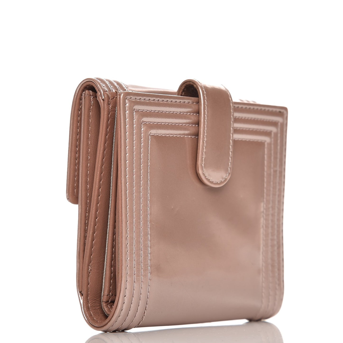 Metallic Glazed Calfskin Compact Boy Wallet Pink