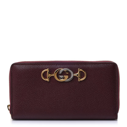 Gucci Grainy Calfskin Zumi Zip Around Wallet Vintage Bordeaux 1 of 10