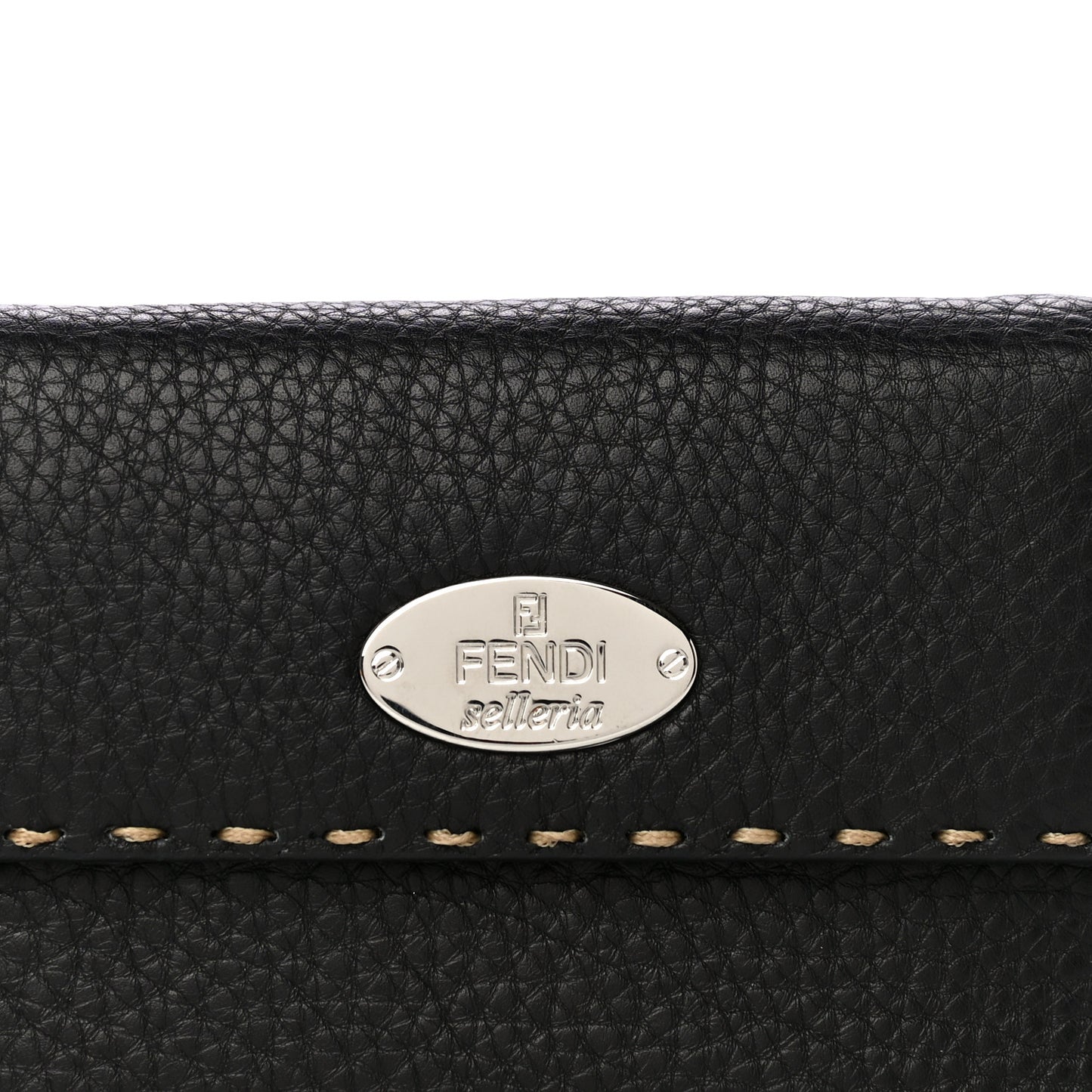 Calfskin Romano Selleria Tri-Fold Wallet Black