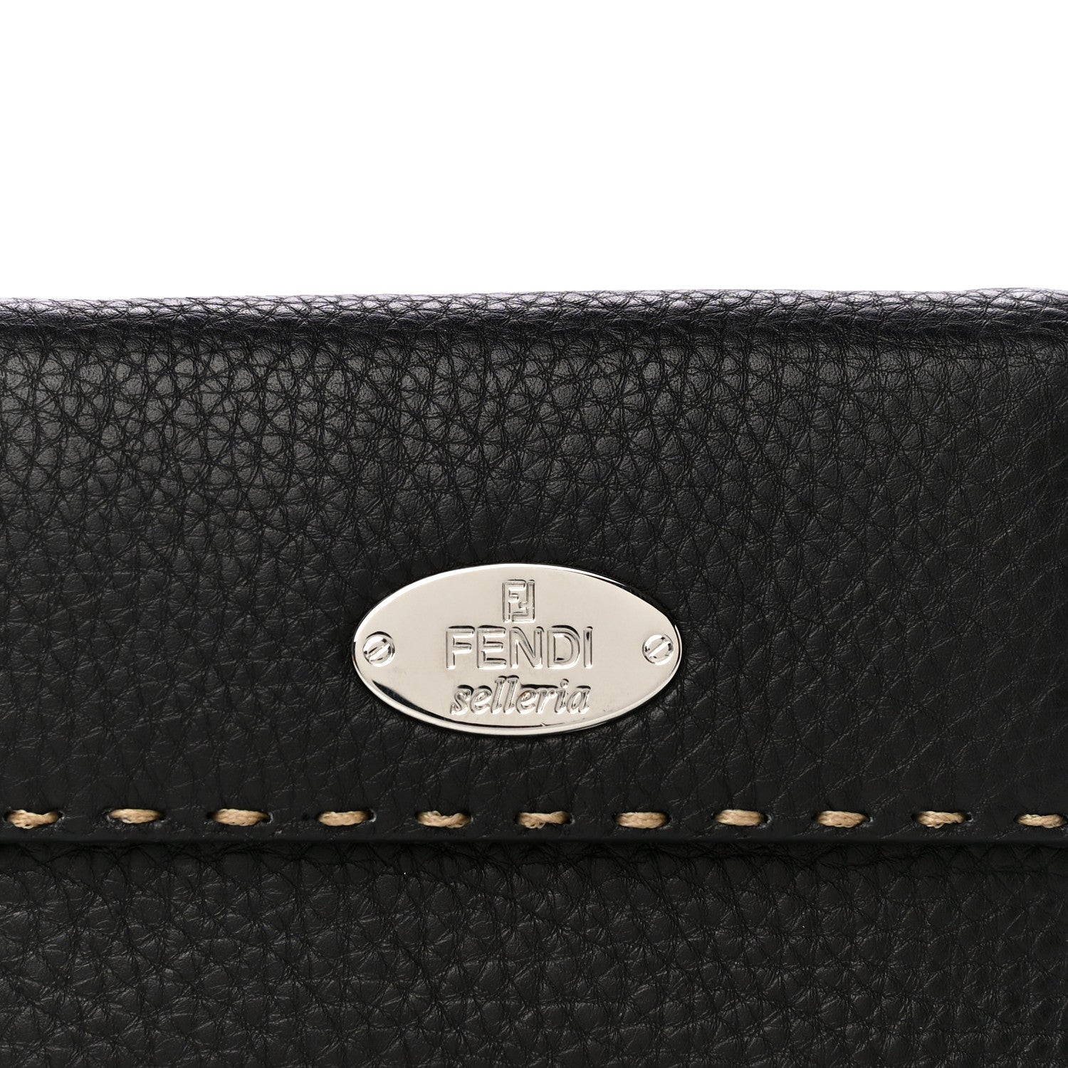 Fendi Calfskin Romano Selleria Tri-Fold Wallet Black 9 of 17