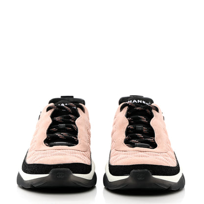 Chanel Mesh Suede Calfskin Quilted Sneakers 37 Pink Beige 2 of 11