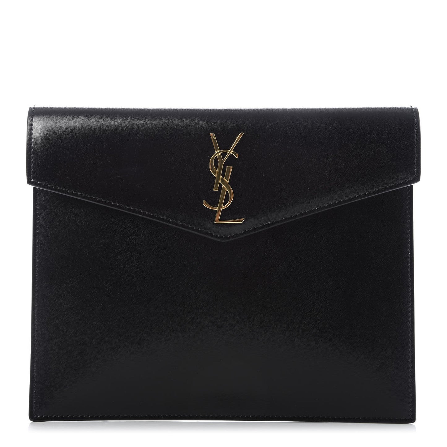 Smooth Shiny Calfskin Monogram Uptown Baby Pouch Black