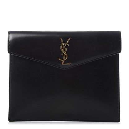 Saint Laurent Smooth Shiny Calfskin Monogram Uptown Baby Pouch Black 1 of 7