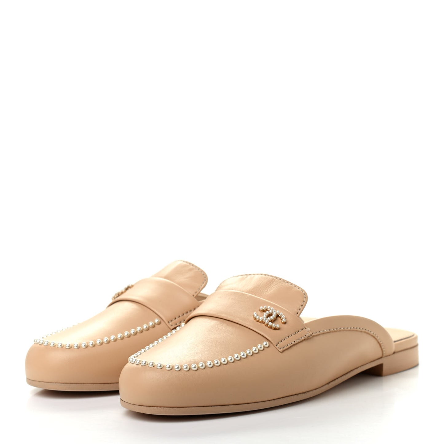 Lambskin Pearl CC Mules 38 Beige
