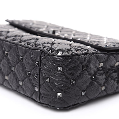 Valentino Garavani Craquele Nappa Medium Rockstud Spike Shoulder Bag Black 8 of 10