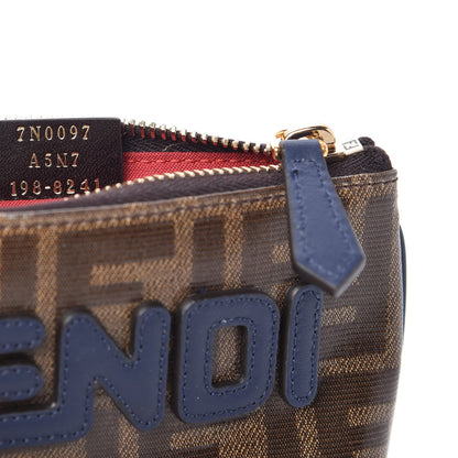 Fendi X FILA Glazed Fabric Vitello Century FF 1974 Mania Beauty Pouch Mogano Panna Blueberry 7 of 7