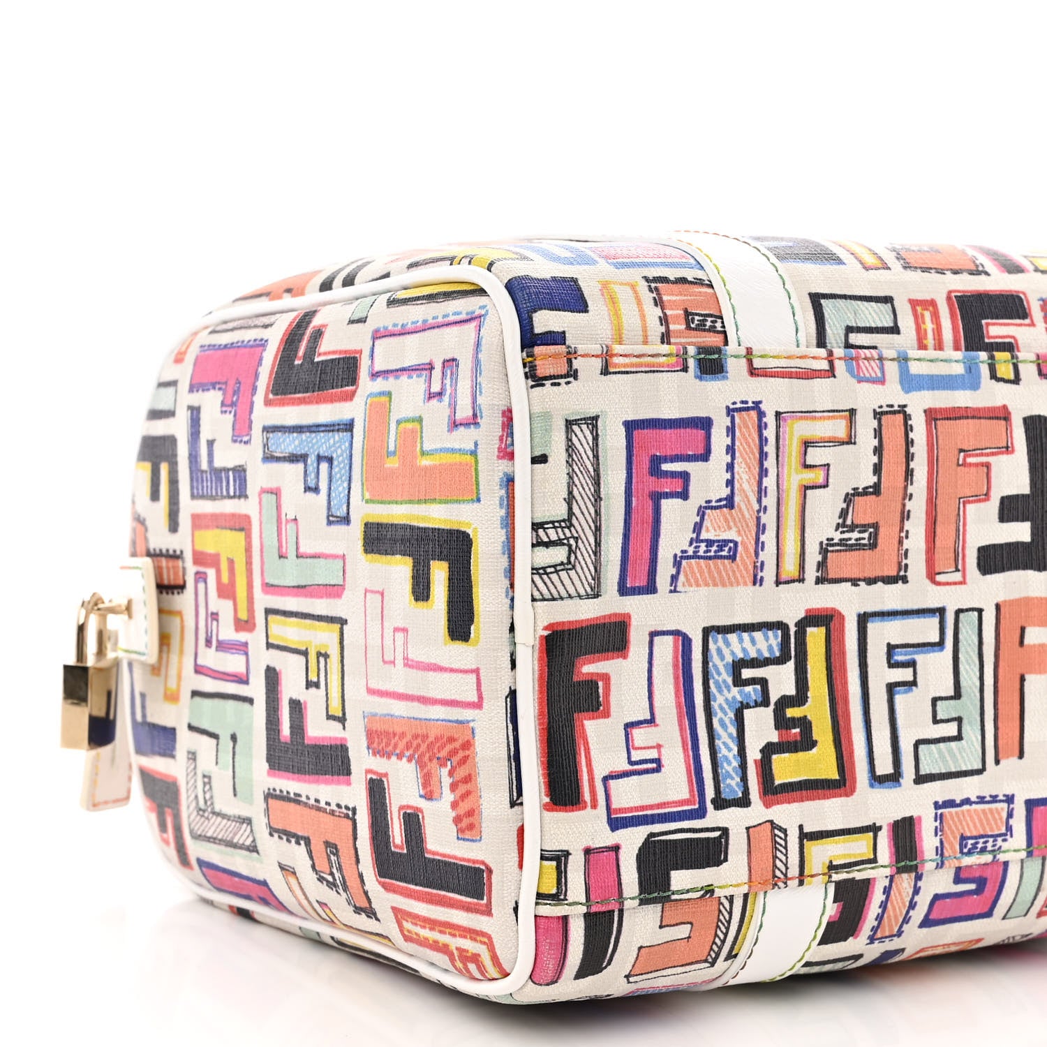 Fendi Zucca Spalmati Vitello FF Multicolor Forever Boston Multicolor White 10 of 14