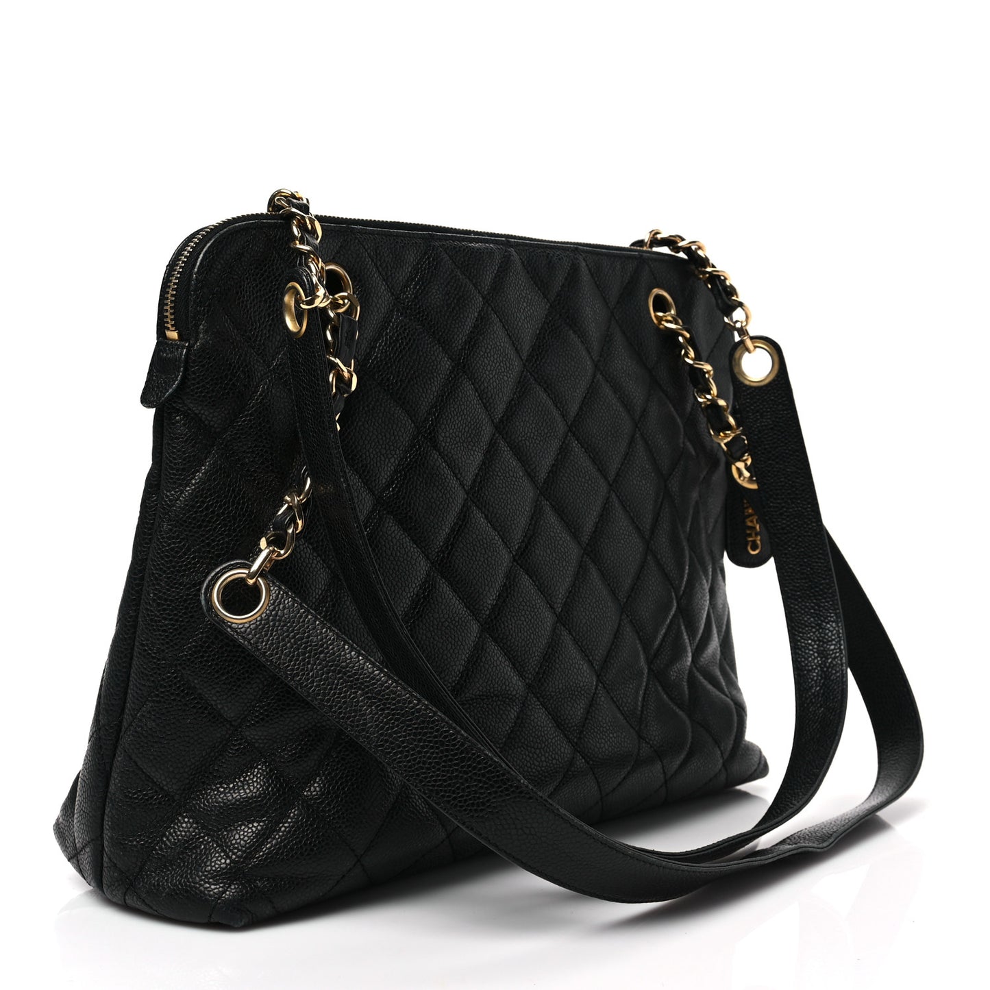 Caviar Quilted Flap Shoulder Bag Black