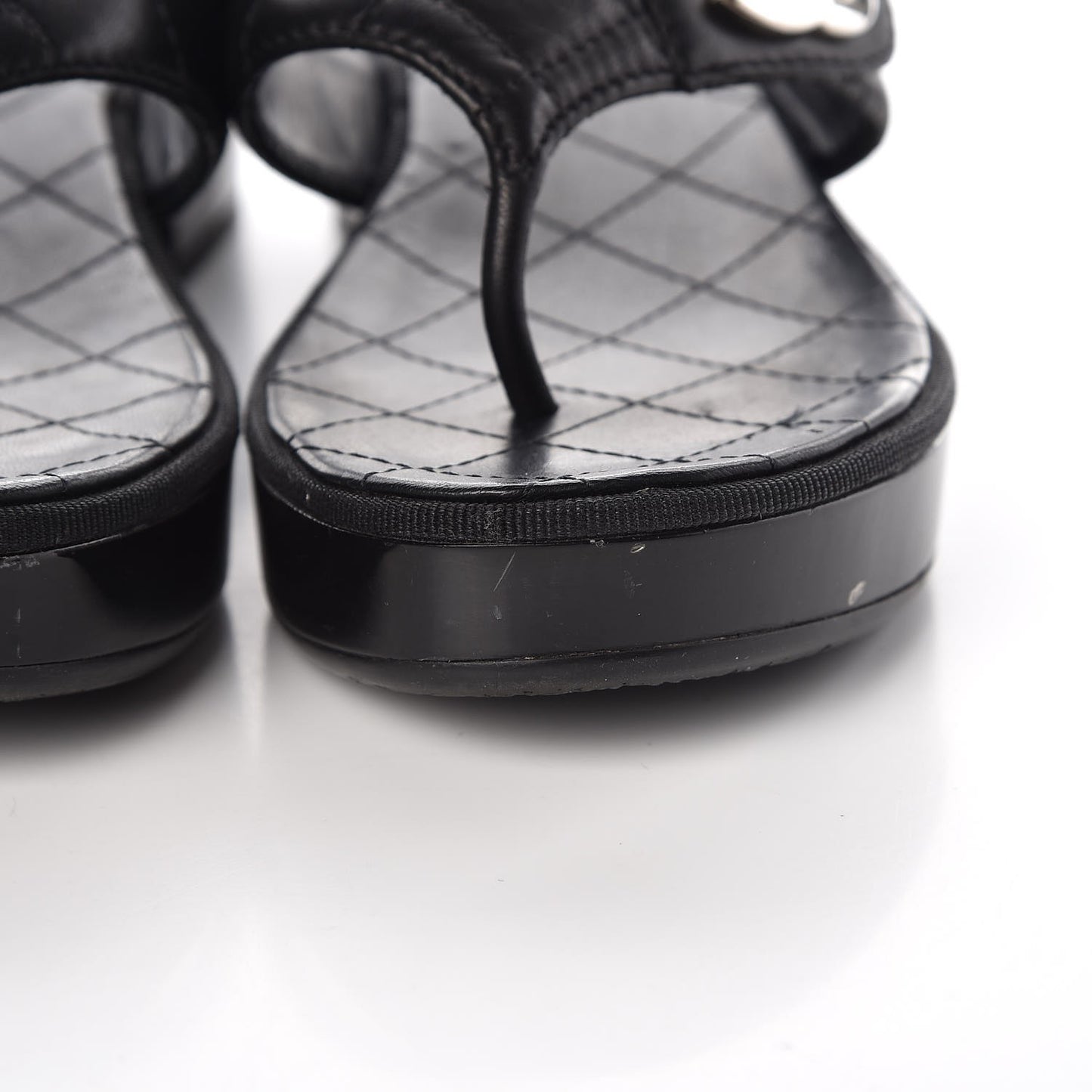 Lambskin Quilted CC Turnlock Sandals 37 Black