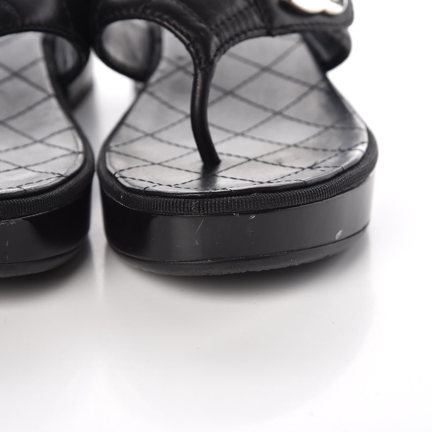 Chanel Lambskin Quilted CC Turnlock Sandals 37 Black 9 of 10