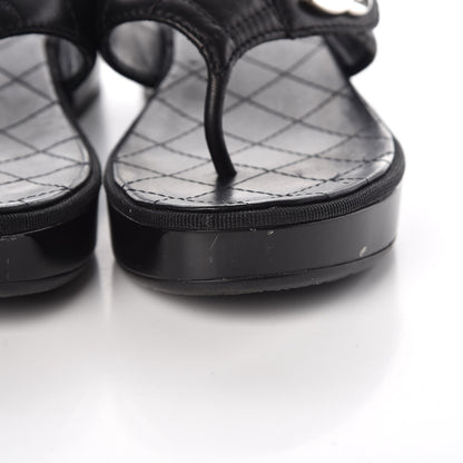 Chanel Lambskin Quilted CC Turnlock Sandals 37 Black 9 of 10