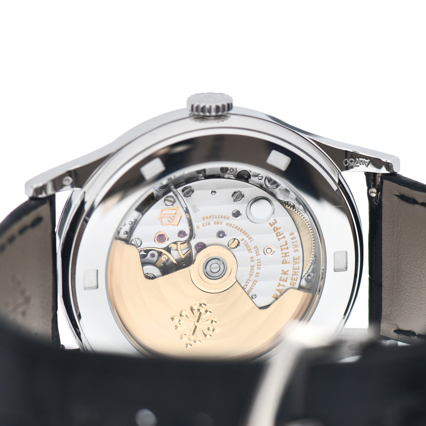 18K White Gold Alligator Diamond Bezel 38mm Calatrava Automatic Watch Black 5297G-001