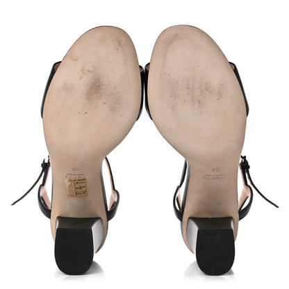 Gucci Calfskin Miro Soft Horsebit Mid Heel Sandals 37 Black 5 of 12
