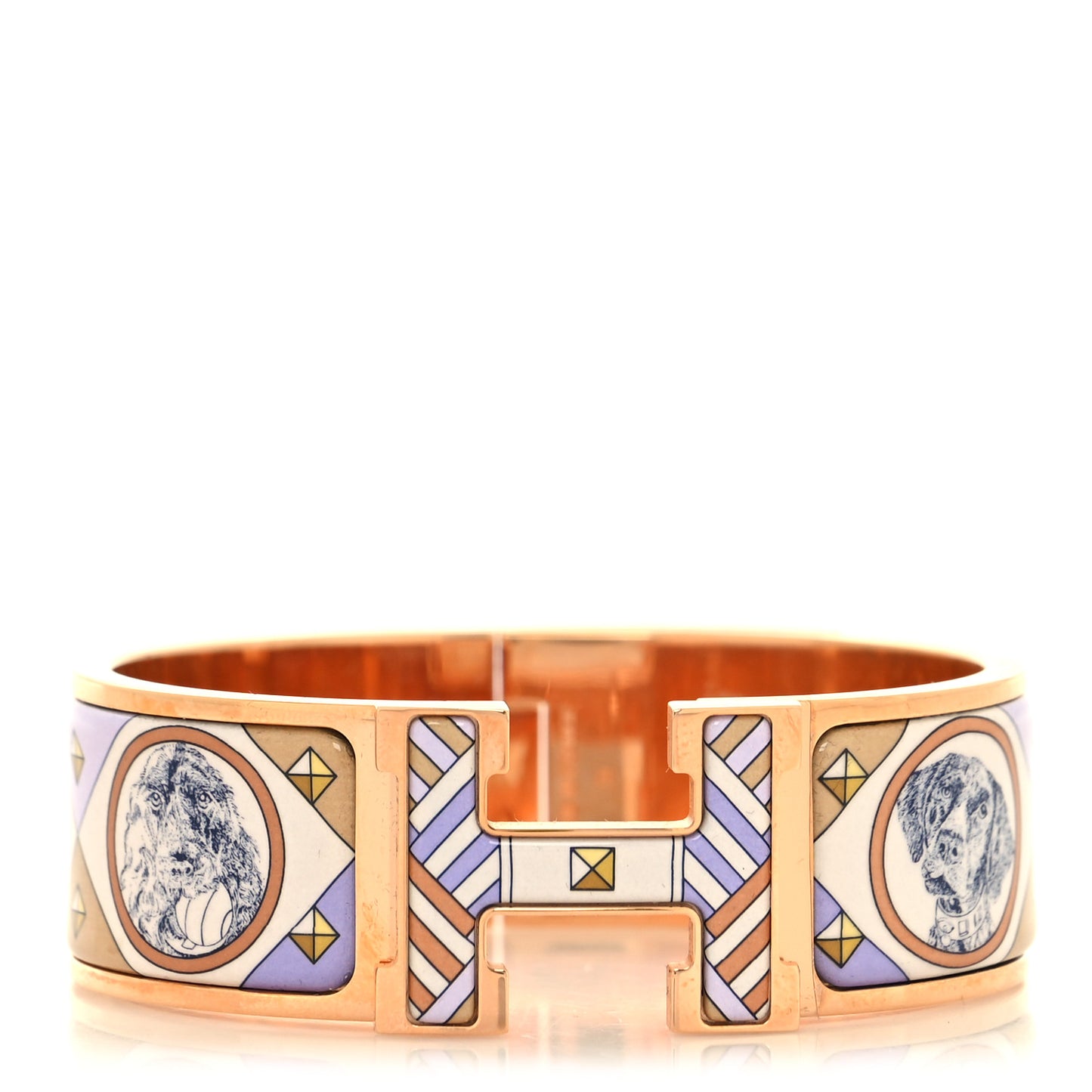 Enamel Printed Colliers et Chiens Wide Clic Clac H Bracelet PM Lilas