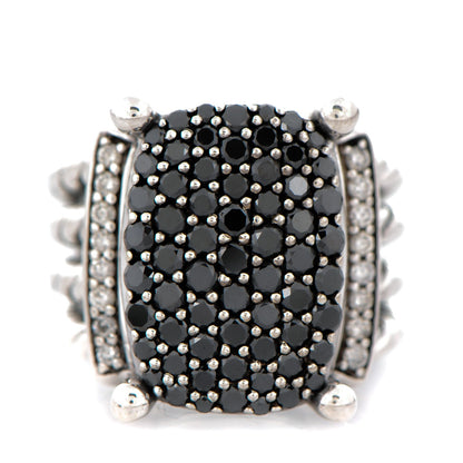 David Yurman Sterling Silver Black Diamond Pave Diamond 16mm Wheaton Ring 47 4 1 of 5