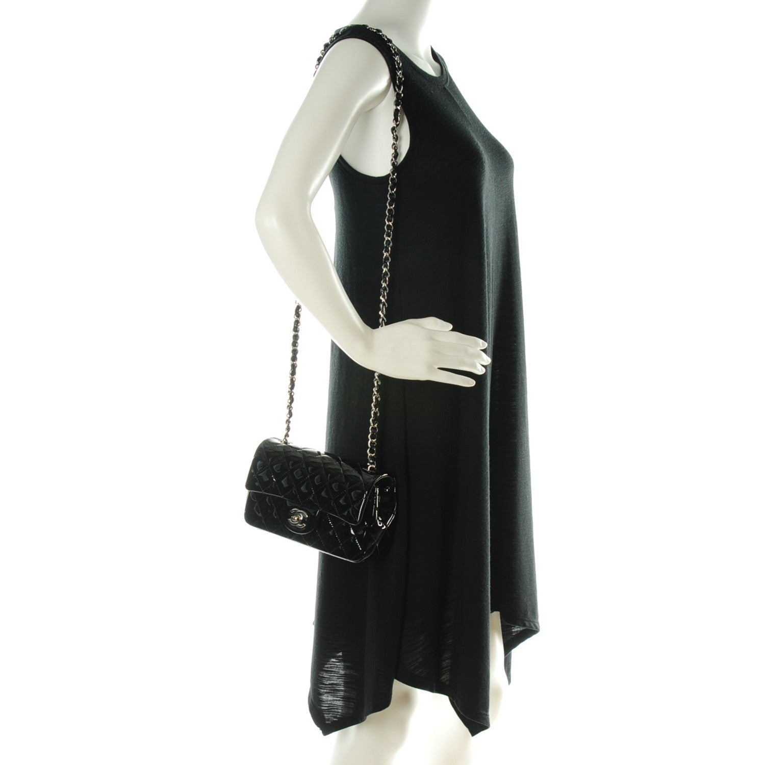 Chanel Patent Calfskin Quilted Mini Rectangular Flap Black 2 of 7