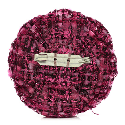 Chanel Tweed Camellia Pin Brooch Pink 3 of 4
