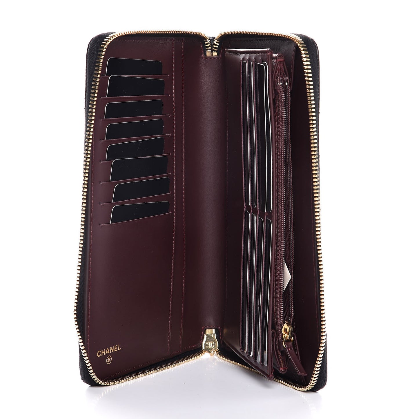 Caviar Quilted Large Zip Around Organizer Wallet Black