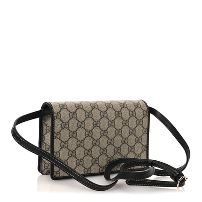 Gucci GG Emblem Monogram Wallet With Strap Beige Ebony Black 3 of 11