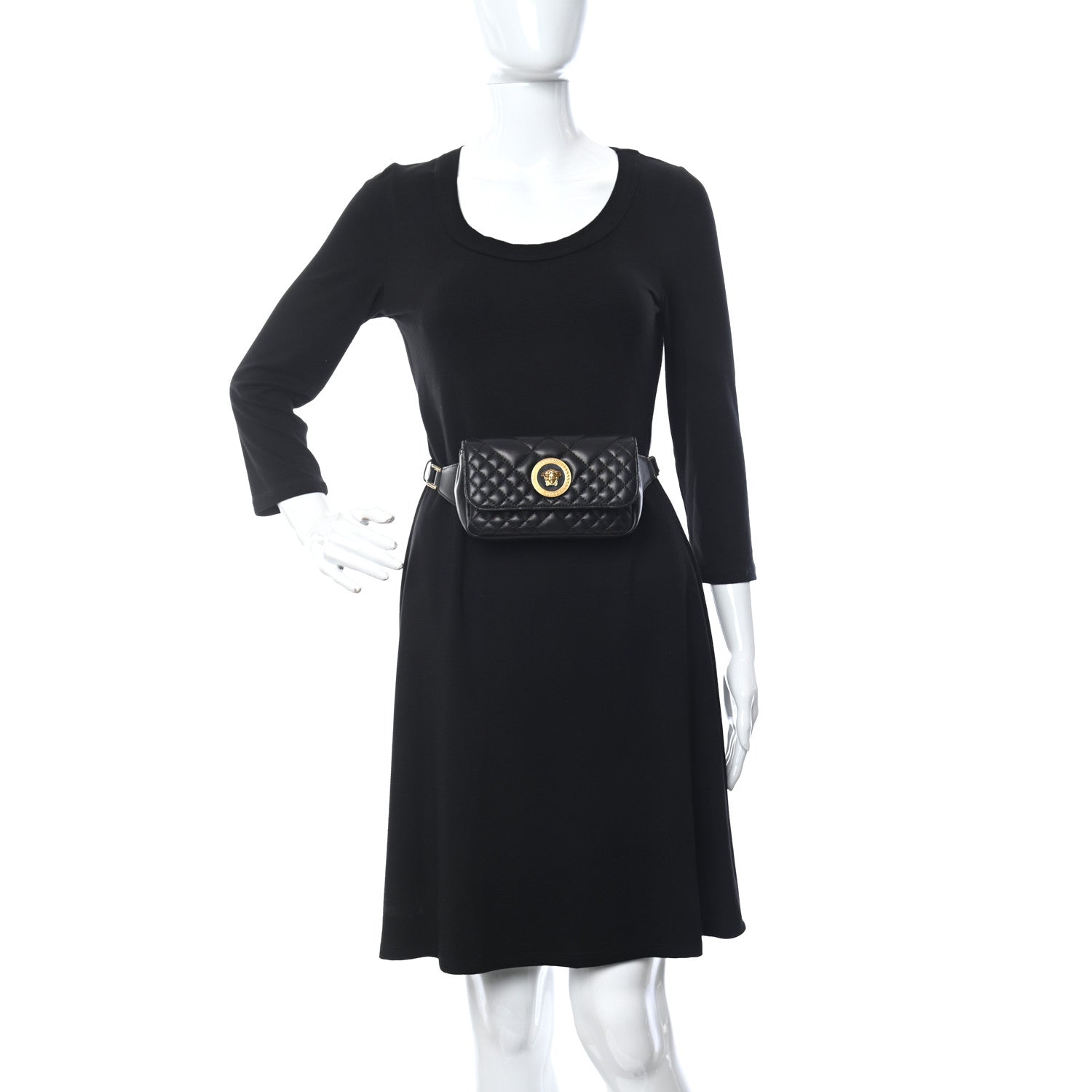 Versace Nappa Barocco Quilted Icon Belt Bag Black 2 of 10