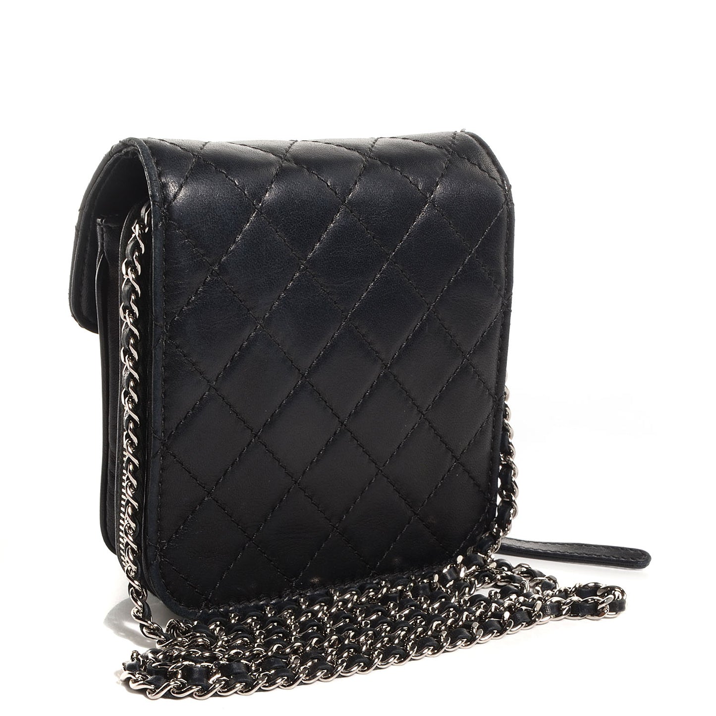 Lambskin Quilted Mini Crossbody Flap Black