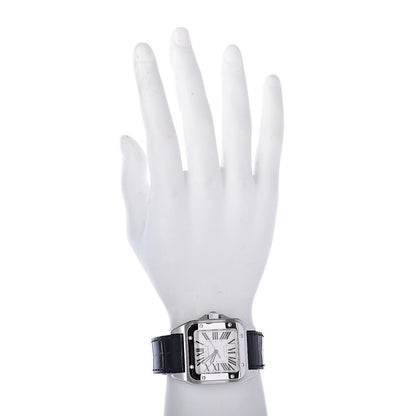 Cartier Stainless Steel Alligator 38mm Santos 100 Automatic Watch 2 of 8