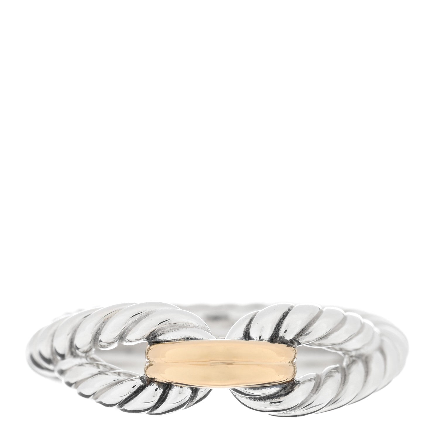 David Yurman Sterling Silver 18K Yellow Gold Cable Loop Ring 50 5.5 1 of 4