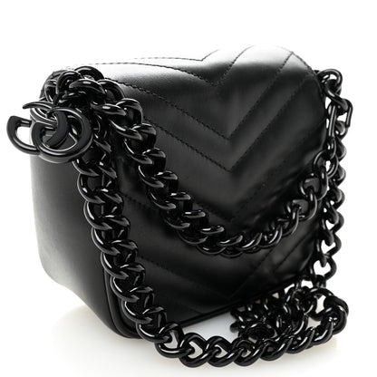 Gucci Calfskin Matelasse Monochrome GG Marmont Chain Mini Belt Bag Black 3 of 11