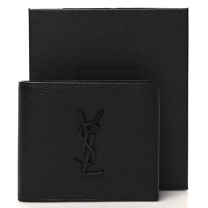 Saint Laurent Grain De Poudre Monogram Bifold Wallet Black 8 of 8