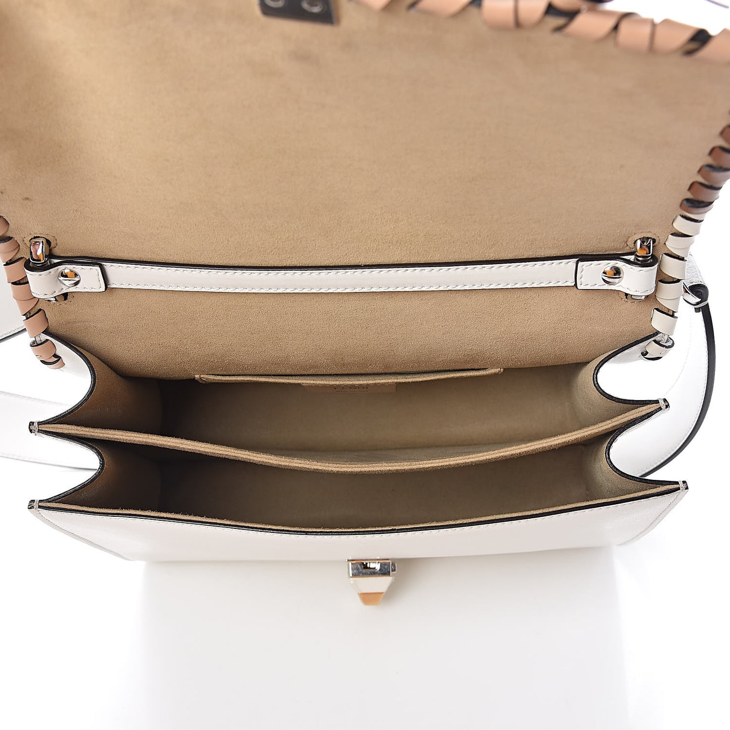 Vitello Liberty Whipstitch Bow Kan I Shoulder Bag White Ice Multicolor