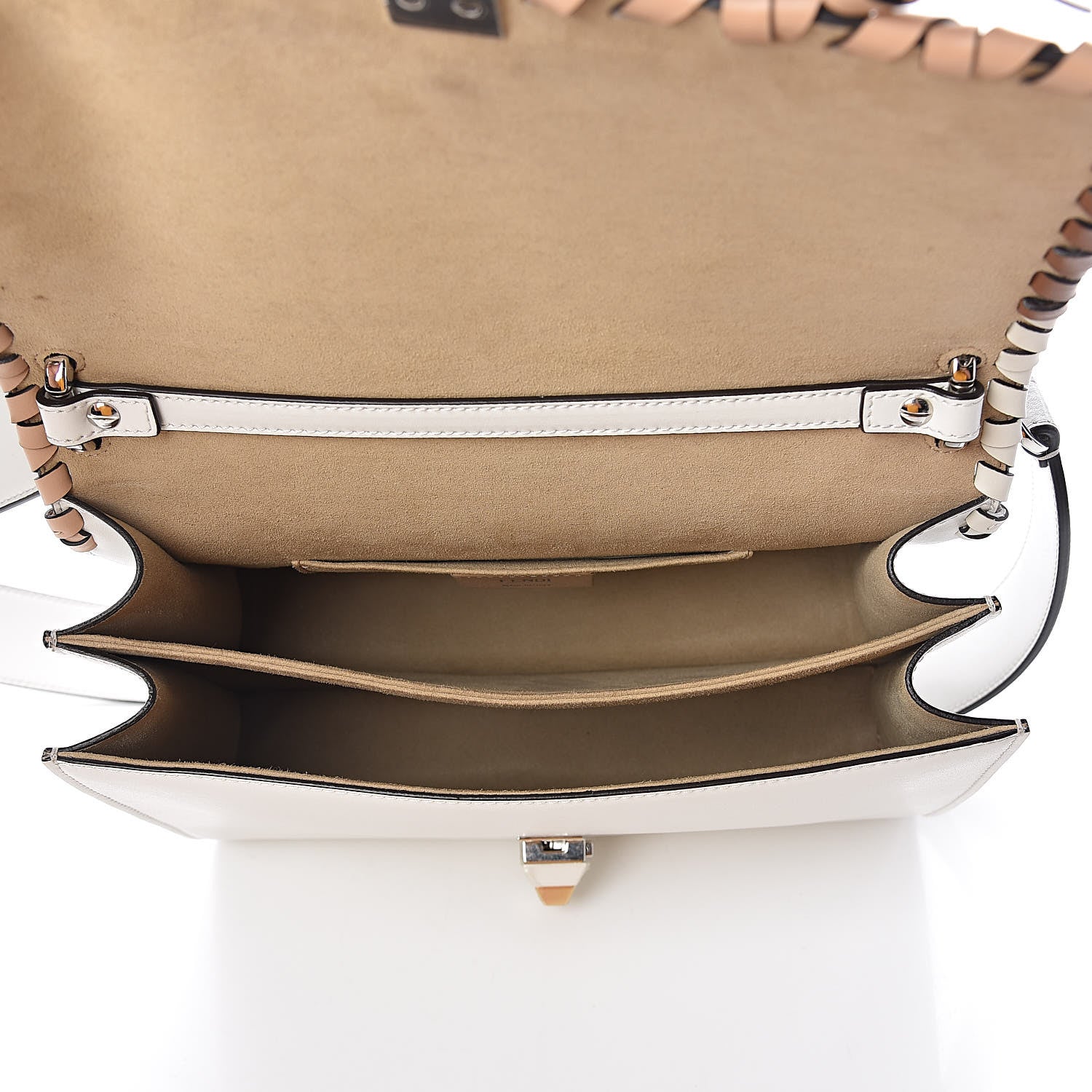 Fendi Vitello Liberty Whipstitch Bow Kan I Shoulder Bag White Ice Multicolor 5 of 14